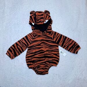 Old Navy Orange and Black Tiger-Print Hooded One-Piece